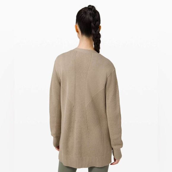 lululemon cotton knit textured wrap cardigan trench tan beige pima wool 6 small - Picture 3 of 11
